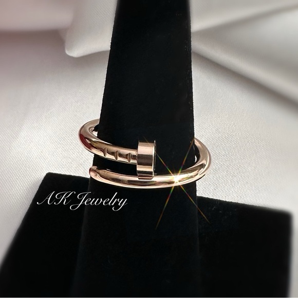đLUXURY ROSE GOLD Ring Nail Style, GOLD Plated, Plain Screw - Picture 3 of 4